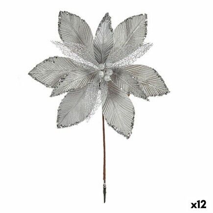 Flor Decorativa Plateado Plástico 32 x 47 x 2 cm (12 Unidades)