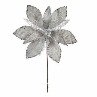 Flor Decorativa Plateado Plástico 32 x 47 x 2 cm (12 Unidades)