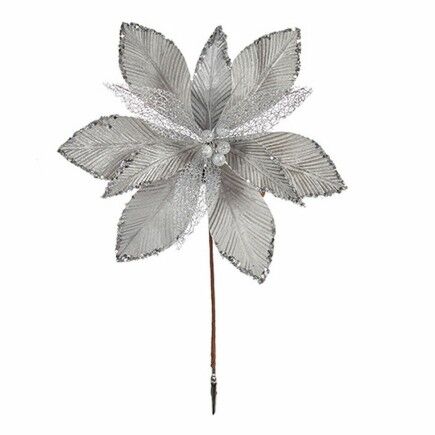 Flor Decorativa Plateado Plástico 32 x 47 x 2 cm (12 Unidades)