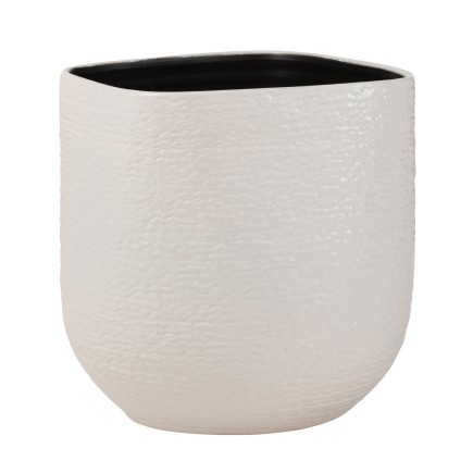 Macetero de cerámica blanco de 30.5x29.5x29.5 cm
