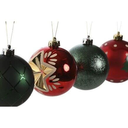 Bolas de Navidad Home ESPRIT Rojo Dorado Polietileno 32,5 x 8 x 32,5 cm (16 Piezas)