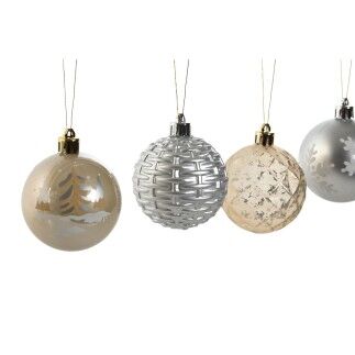 Bolas de Navidad Home ESPRIT Champán Plateado Polietileno 16 x 16 x 31,5 cm (30 piezas)