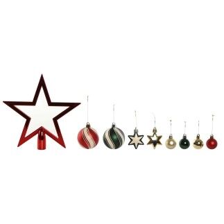 Bolas de Navidad Home ESPRIT Rojo Verde Polietileno 21 x 6,5 x 27 cm (53 Piezas)