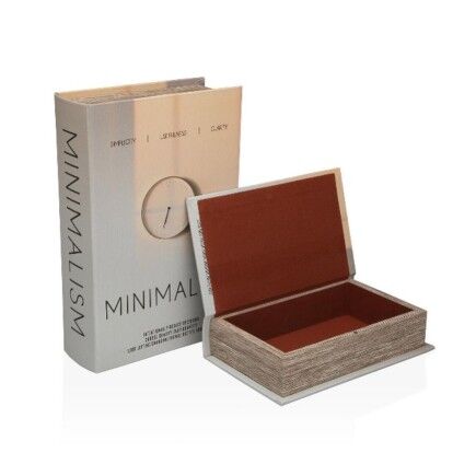 Juego de Cajas Decorativas Versa Minimalism Lienzo Madera MDF Libro 7 x 27 x 18 cm