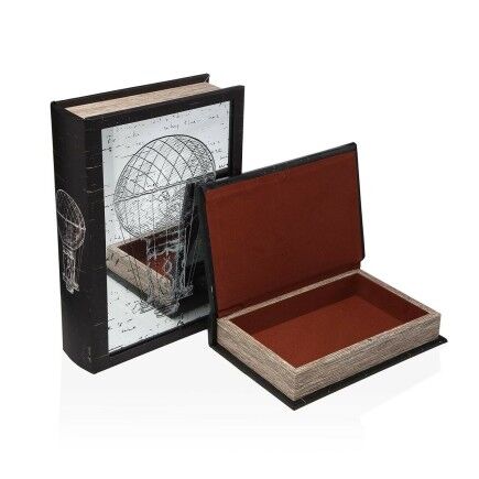 Juego de Cajas Decorativas Versa Lienzo Madera MDF Libro 7 x 21 x 30 cm