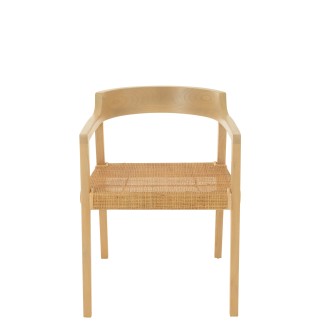 Silla con reposabrazos de madera natural 55x55x71 cm