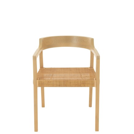 Silla con reposabrazos de madera natural 55x55x71 cm