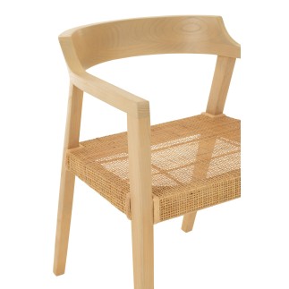 Chaise avec accoudoirs en bois naturel 55x55x71 cm