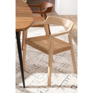 Chaise avec accoudoirs en bois naturel 55x55x71 cm