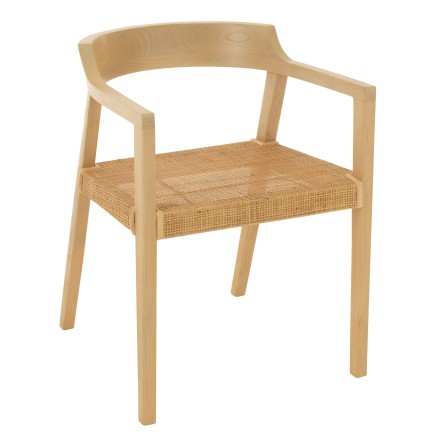 Silla con reposabrazos de madera natural 55x55x71 cm