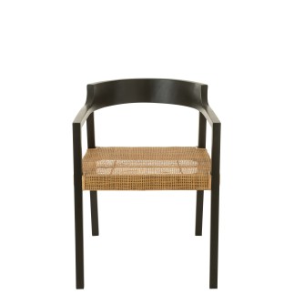 Chaise avec accoudoirs en bois de teck noir 55x55x71 cm