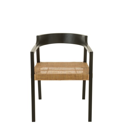 Chaise avec accoudoirs en bois de teck noir 55x55x71 cm