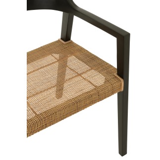 Chaise avec accoudoirs en bois noir 55x55x71 cm