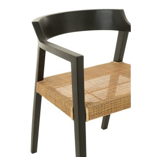 Chaise avec accoudoirs en bois noir 55x55x71 cm