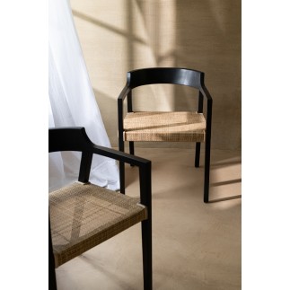 Chaise avec accoudoirs en bois noir 55x55x71 cm
