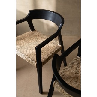 Chaise avec accoudoirs en bois noir 55x55x71 cm