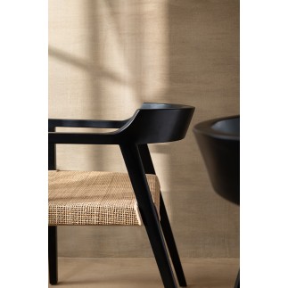 Silla con reposabrazos de madera negra 55x55x71 cm