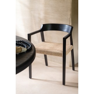 Chaise avec accoudoirs en bois noir 55x55x71 cm