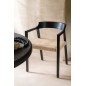 Silla con reposabrazos de madera negra 55x55x71 cm