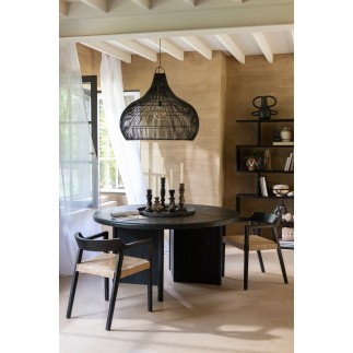 Chaise avec accoudoirs en bois noir 55x55x71 cm