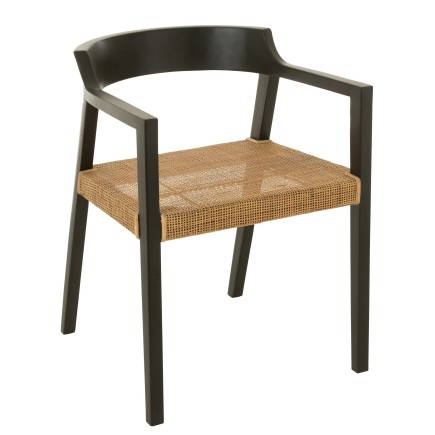 Chaise avec accoudoirs en bois noir 55x55x71 cm