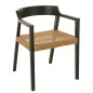 Silla con reposabrazos de madera negra 55x55x71 cm