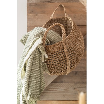 Set de 2 paniers avec anses en bois naturel 53x53x54 cm