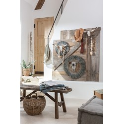 Set di 2 cestini con manici in legno naturale 53x53x54 cm