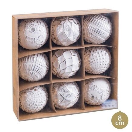 Palle di Natale Argentato Plastica Ø 8 cm 24 x 24 x 8 cm (9 Unità)