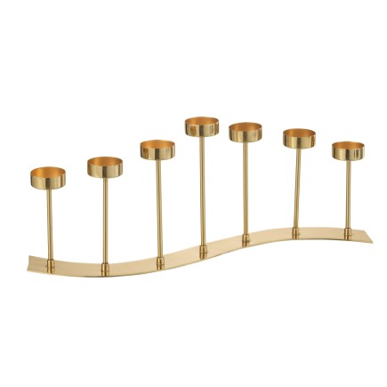 Chandelier courbe 7 bougies en métal doré 48x10x48 cm
