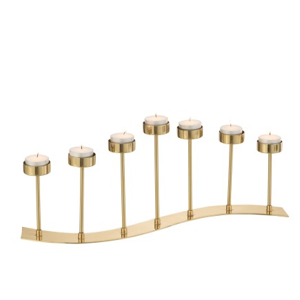 Chandelier courbe 7 bougies en métal doré 48x10x48 cm