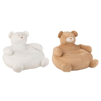 Conjunto de 2 asientos de oso en textil blanco y beige 70x68x50 cm
