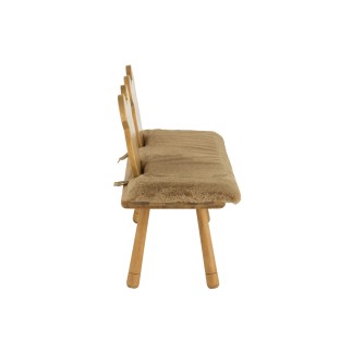 Silla infantil de 2 plazas en forma de osito de madera beige de 90x34x62 cm