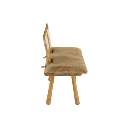 Chaise enfant 2 places en forme d'ourson en bois beige 90x34x62 cm