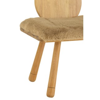 Banc enfant 2 places en forme d'ourson en bois beige 90x34x62 cm