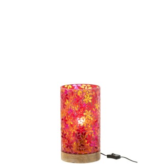 Lámpara de mesa de mosaico de flores de cristal multicolor 15x15x29.5 cm