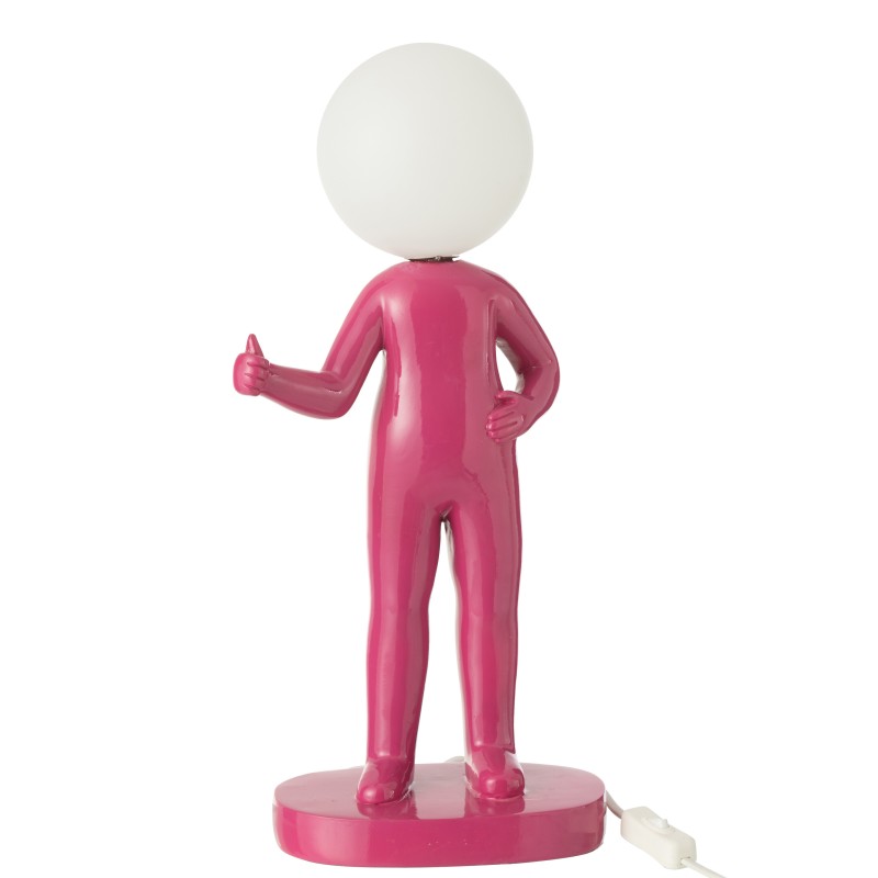 Lámpara de mesa de resina fucsia 19.5x14x44.5 cm