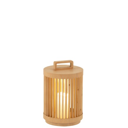 Lámpara cilíndrica de madera de abeto beige 20.5x20.5x32 cm