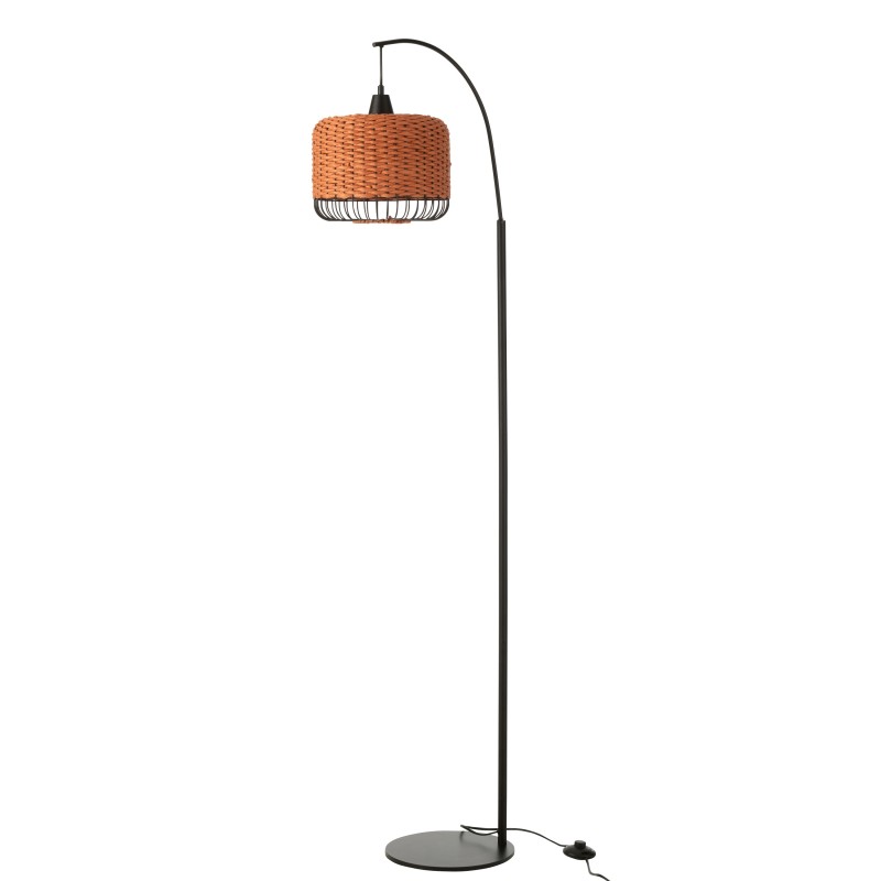 Lanterna de metal e fibra laranja 56x27x168 cm