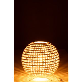Lámpara redonda de metal retorcido blanco 35.5x35.5x42 cm
