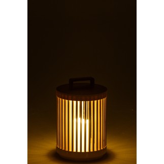 Lampe cylindrique en bois de sapin beige 20.5x20.5x32 cm