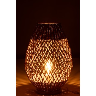 Lámpara de sobremesa de metal y madera beige 38x38x54.5 cm
