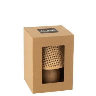 Lámpara led en madera beige 17x17x23 cm