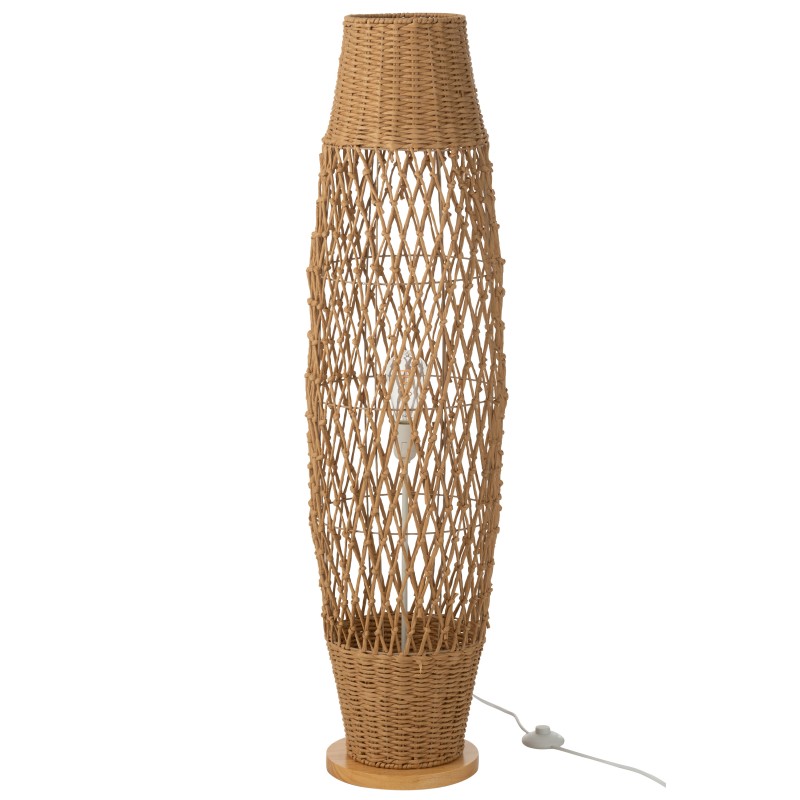 Lámpara de pie de metal y madera beige 31x31x119.5 cm