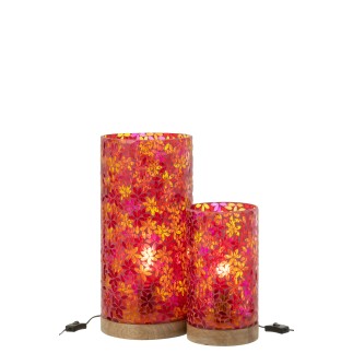 Lámpara de mesa de mosaico de flores de cristal multicolor 21x21x45.5 cm