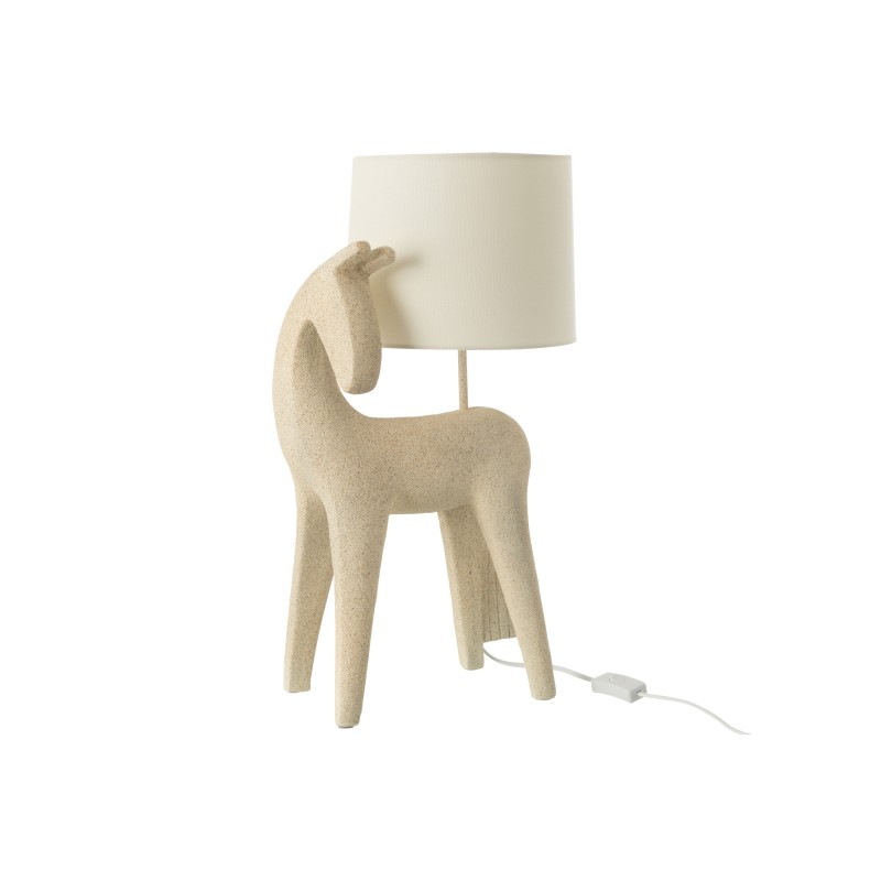Lámpara caballo de resina beige 32x23.5x56 cm