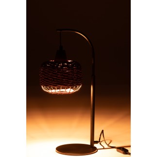 Lámpara de pie de metal y fibra marrón 17x17x52 cm