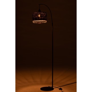 Lámpara farol de metal y fibra marrón 56x27x168 cm