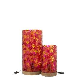 Lámpara de mesa de mosaico de flores de cristal multicolor 21x21x45.5 cm