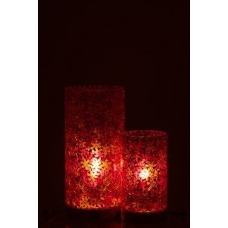 Lámpara de mesa de mosaico de flores de cristal multicolor 21x21x45.5 cm